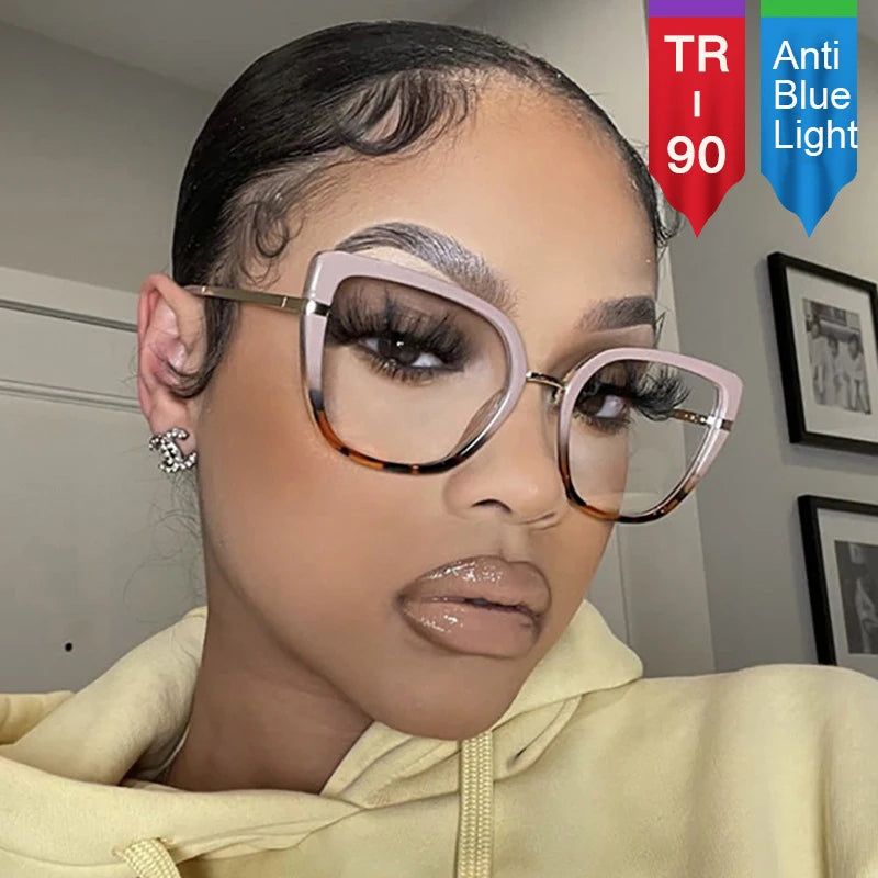Fashion New Style TR90 Anti Blue Light Glasses Personality Large Frame Eyeglasses Frames Women Optical Frame