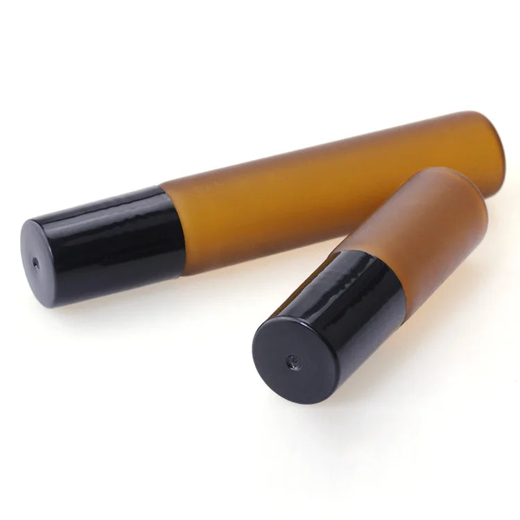 3ml 5ml 10ml Frosted Matte Amber Roll on Glass Bottle With Black Cap Perfume/essential Oil Bottle