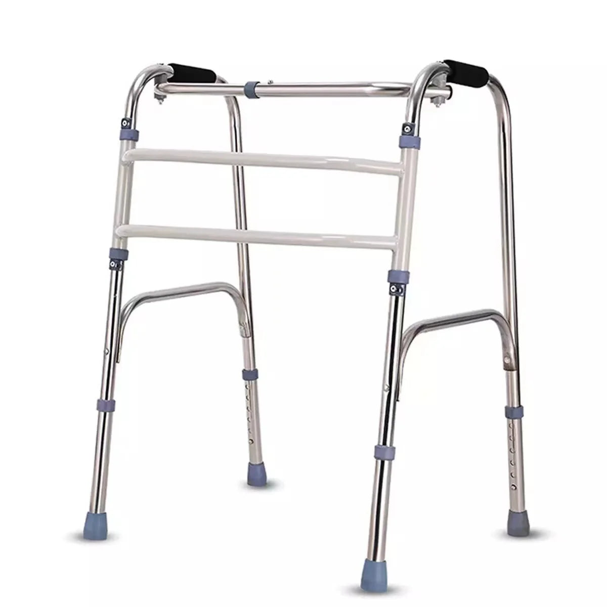 Elderly Foldable Walker Adjustable Height Walking Stick for Disabled Mobility Walking Aids Stainless Steel Walker