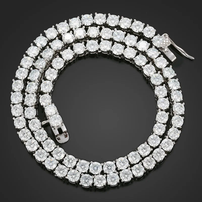 HQ GEMS Classic  Jewelry Moissanite Stone Tennis Chain Mens Tennis Chain Necklaces