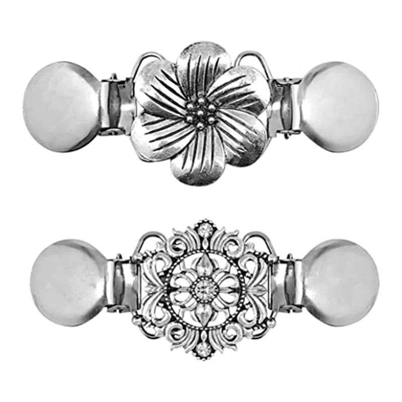 Cardigan Clip Sweater Dress Back Clip Silver Brooch Shawl Clip for Women Girls