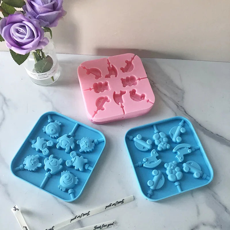 Wholesale Lolly Popsicle Silicone Mold Cut Animal Shape BPA Free Gummy Mould Fondant Jelly Ice Cream Tray Pan
