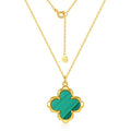 Dainty Gold 925 Sterling Silver Chain Necklace Simple Elegant Malachite Jewelry Princess Cut Four Leaf Clover Necklace for Gift