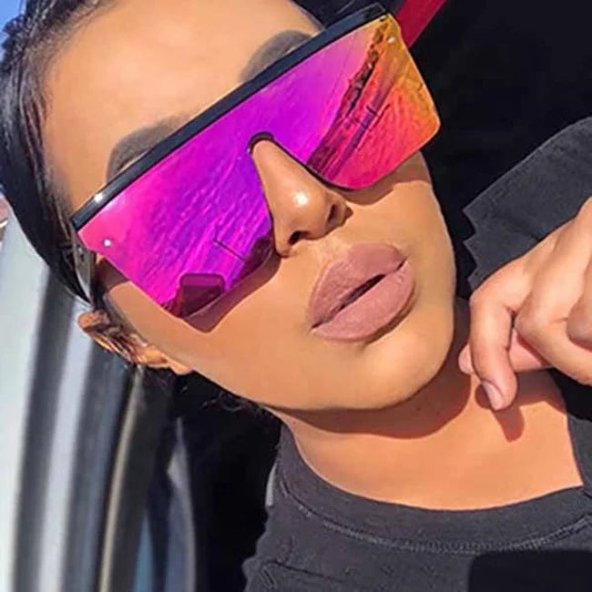Wholesale Custom UV400 Black Square Men Shades Sun Glasses Cheap Oversized Flat Top One Piece Women Sunglasses White Gray PC