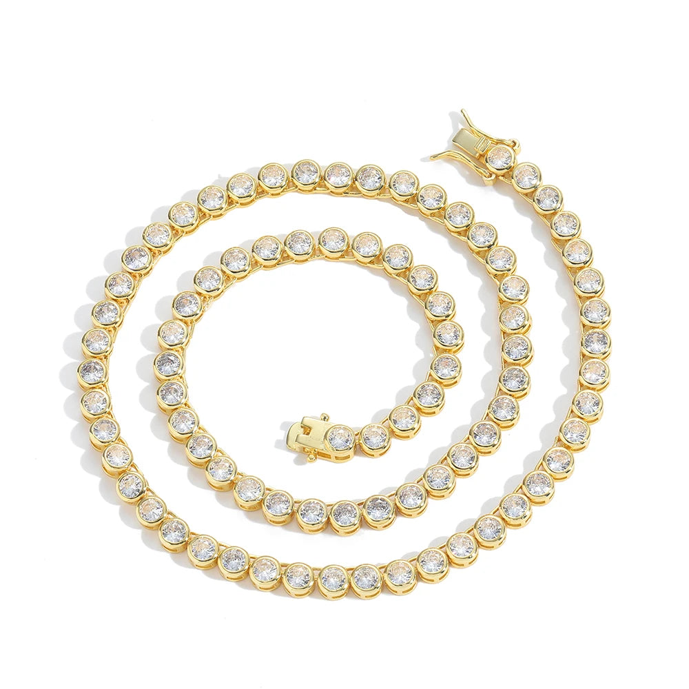BC249 3MM 4MM 5MM Unisex Geometric Zircon Link Chain Tennis Necklace Silver/Gold Plated Anniversary Jewelry Party Gift