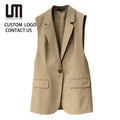 Liu Ming Fashion Wholesale Women Casual Turn Down Collar Single Button Sleeveless Jacket Office Blazer Vest Waistcoat