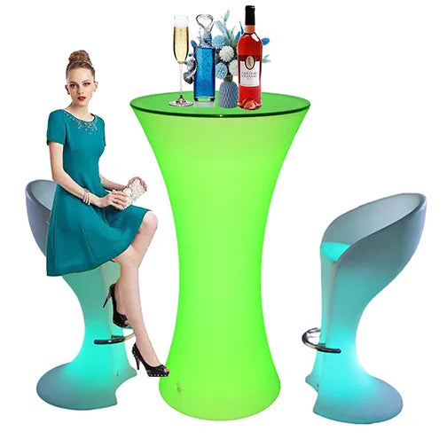 LED Bar Table Contemporary Water Resistant Eco-Friendly Plastic Commercial Outdoor Furniture for Basement Mall Hotel School