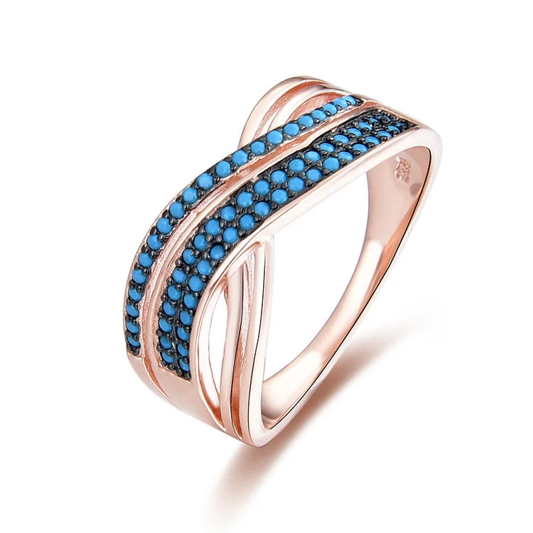 Trendy Crossover Fashion Party Ring Sterling Silver Rose Gold & Rhodium Plated for Wedding Anniversary Engagement Perfect Gift