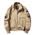Brad Pitt Fury WW2 Tanker Khaki Spring Cotton Bomber Jacket Lightweight Men's Cotton Tanker Jacket