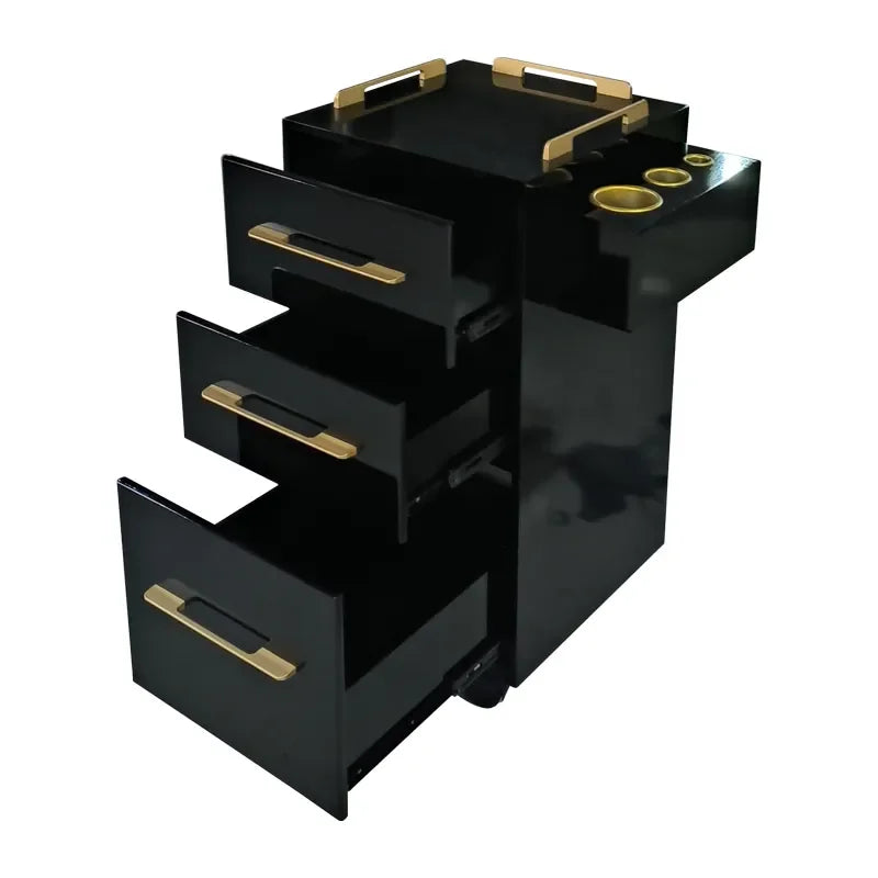 Solid Wood Three-Layer Tool Car Hair Salon Trolley for Hairdressing Trolley Storage Cabinet Tools Tattoo Cart Living Room