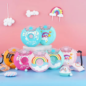 Bpa Free Cute Donut Water Bottle Acrylic Tumbler Cups Cartoon Plastic Water Bottles Portable 380ml Kids Water Bottles with Straw