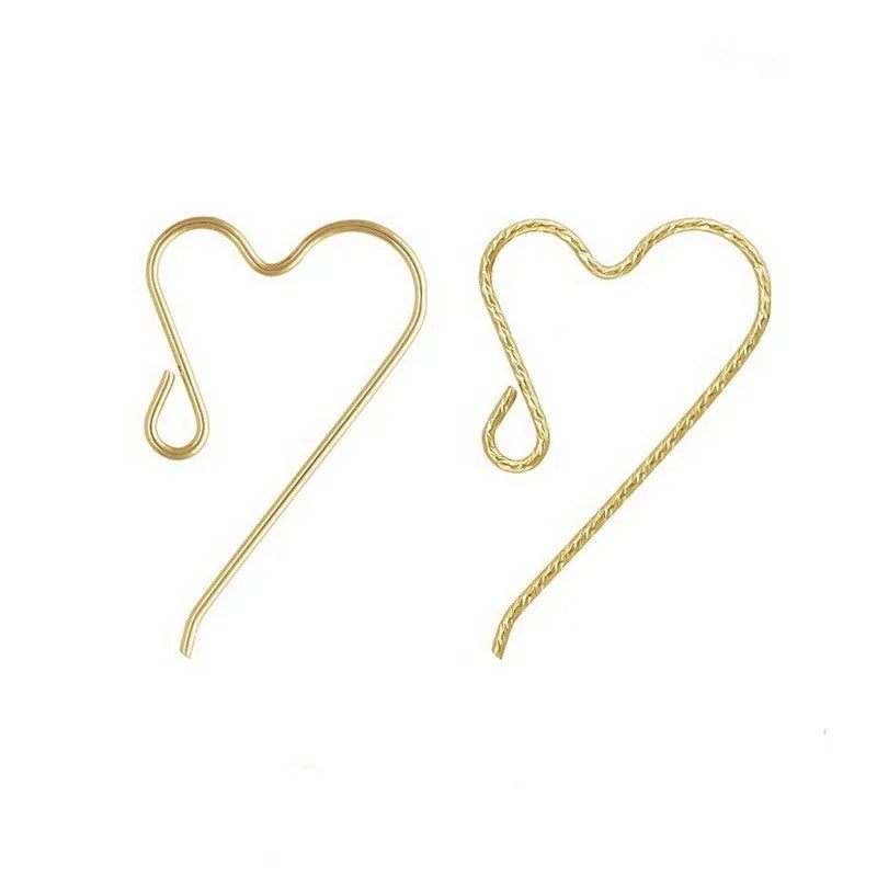 2023 New 14K Gold Filled Heart Shaped Hoop Earring Hooks Type for Diy Jewelry Making
