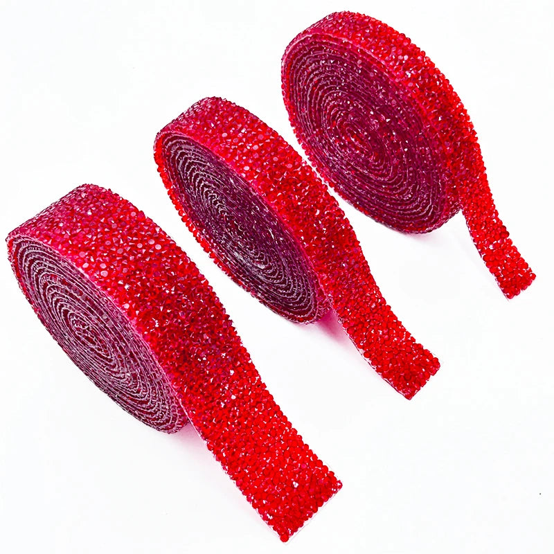 3 Yards Hot Fix Crystal Rhinestone Ribbon Adhesive Rhinestone Sticker Mesh Wrap Roll Bling for DIY Shoes Arts Crafts