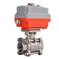 3 Piece Stainless Steel SS Water Control Ball Electric Actuator Valves Modulating Ball Valve With Electric Actuator
