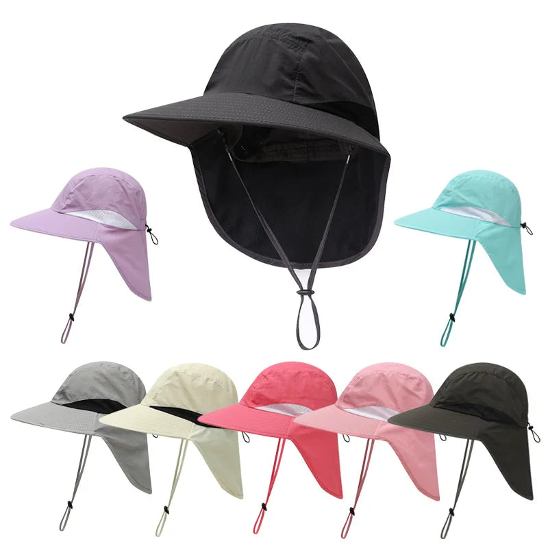 Outdoor Hiking Camping Gardening Safari Unisex UV Protection Neck Flap Quick Dry Fisherman Fishing Bucket Hat