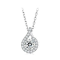 925 Sterling Silver Fine Jewelry 1.0ct Round Moissanite Pendant Necklace with Pave Setting Fashionable Wedding Accessory