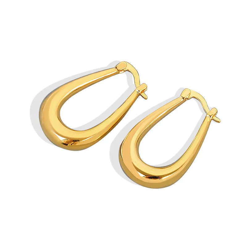 18K Gold Plated Stainless Steel Jewelry Earring U Shaped Chunky Earrings for Women