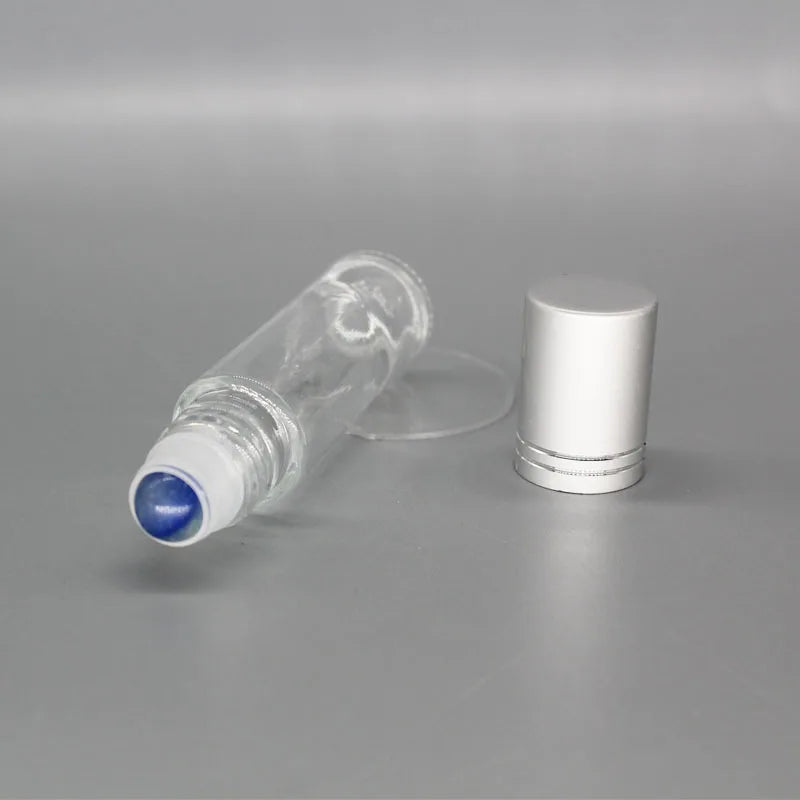DIY Natural Gemstones Perfume Bottles Crystal Gravel clear Glass Essential Oil Crystal Roller Ball Bottle