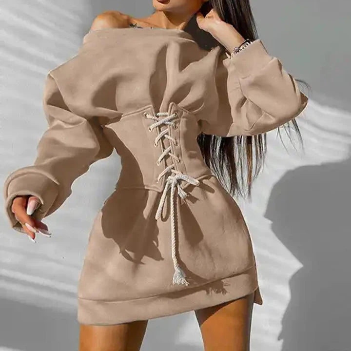 Custom Logo Oversized Hoodie Dresses Sweatshirt Women High Quality Corset Sweatshirt Dress Women