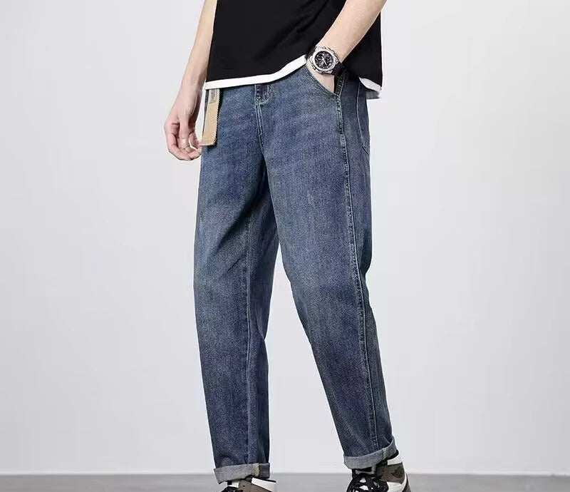 2025 New High Quality Single Button Plain Dyed Fashionable Casual Men's Jeans Wholesale Plus Size Jeans MegaBDM