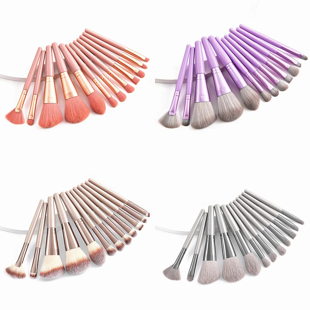 Custom Logo Private Label 12-Piece Full Face Makeup Brush Set Low MOQ Travel-Friendly Fan Concealer Customised Cosmetic Brushes