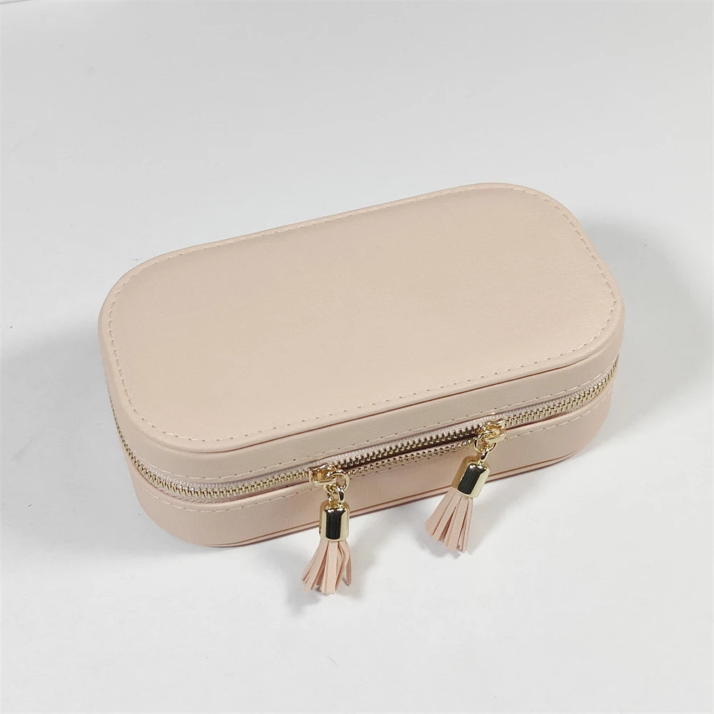 Laser Travel Storage Leatherette Custom Velvet Tassel Jewelry Box With Laserable
