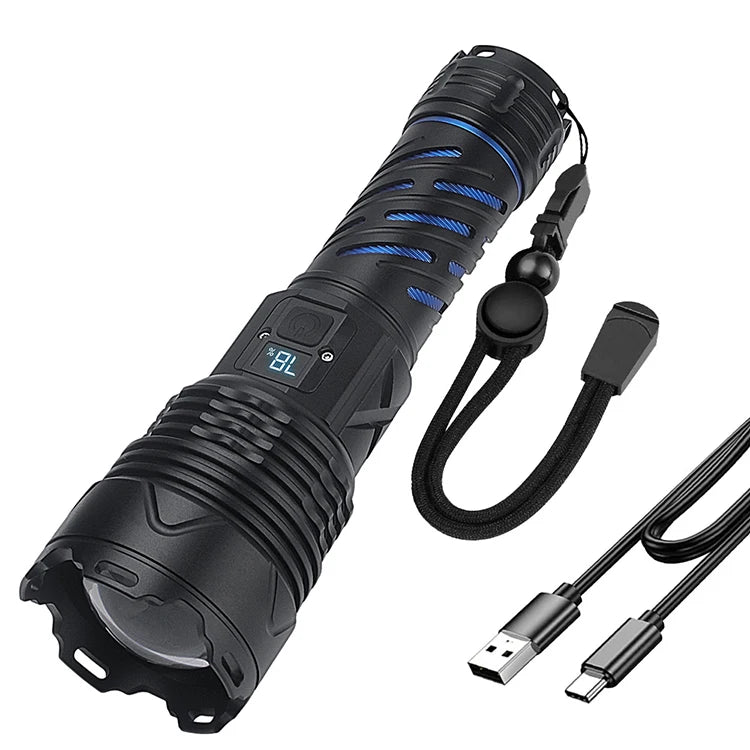 A12 50W White Laser Flashlight 1600LM 300M Zoomable Rechargeable Tactical Light with USB Output