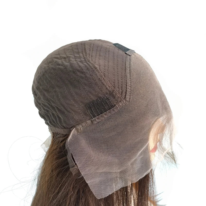 12 14 16 18 20 22 24 Inches Brown Color 13x4 Swiss Lace Front Human Hair Wig With Quick Delivery