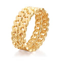 European American Fashion Classic Cuff Bracelet Double Row Chain Shape Zinc Alloy Gold-plated Bohemian Minimalist Women's MegaBDM