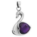 Swan Urn Cremation Stainless Steel Crystal Purple Stone Swan Memorial Urn Keepsake Memory Necklace Pendant Cremation Urn Ashes