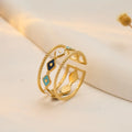 Beimai OEM  Ring Hollow Diamond Colored Oil Dripping Stainless Steel Open Adjustable Ring