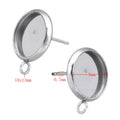 Diy Parts Accessories Plate Ear Stud Base Settings Gemstone Basin Tray Stainless Steel Round Earrings With Hanging
