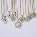 NZ1351 18k Gold CZ Mother of Pearl Evil Eyes Mal De Ojo Turkish Evil Eyes Protection Talisman Nazar Amulet Necklace Jewelry