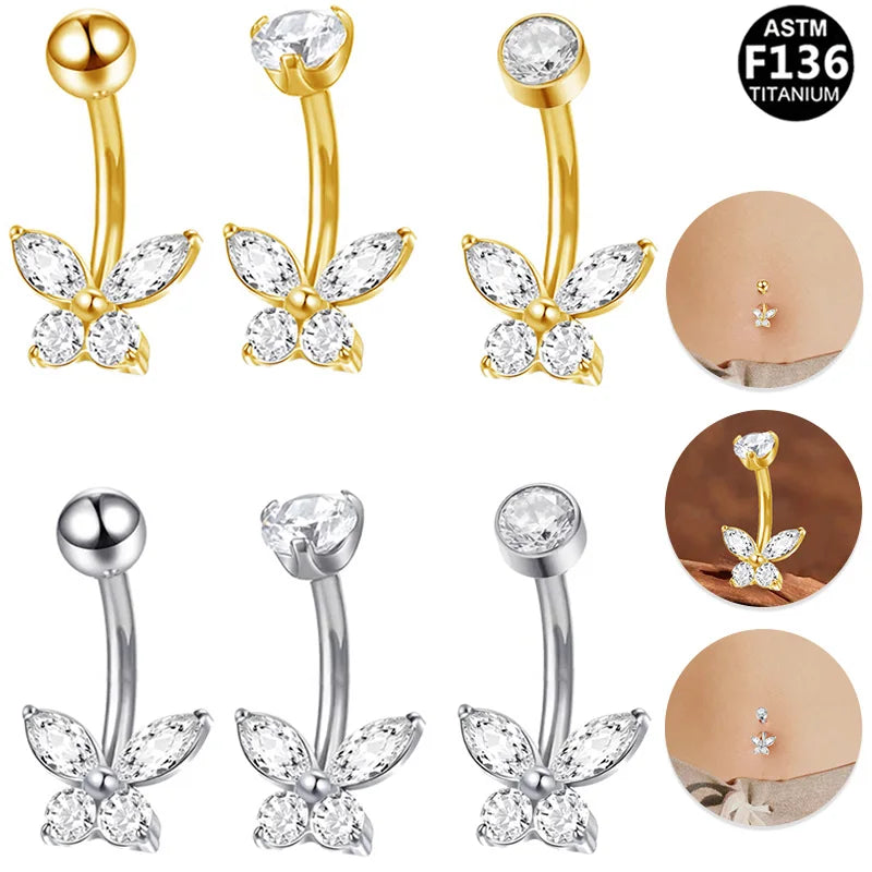 Gaby ASTM F136 14G Titanium Belly Piercing G23 Titanium Navel Ring Internal Thread Belly Button Rings Wholesale Piercing Jewelry