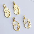 Unique 925 Sterling Silver Hollow Abstract Human Face Charm Pendant for Bracelet Necklace Making