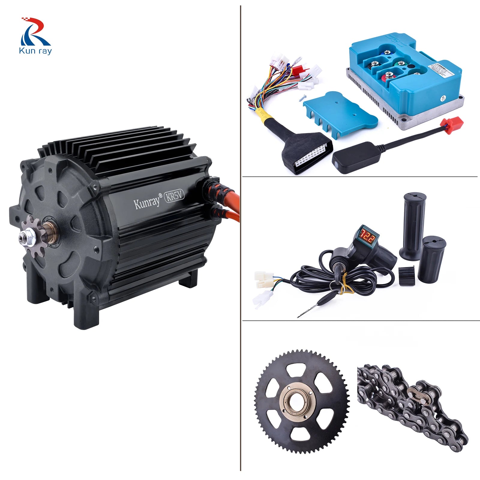 KR5V V2 Kunray 72V 5000W Electric Brushless Motor for Electric Motorcycles Razor Fardriver Controller Electric Bicycle  Tricycle