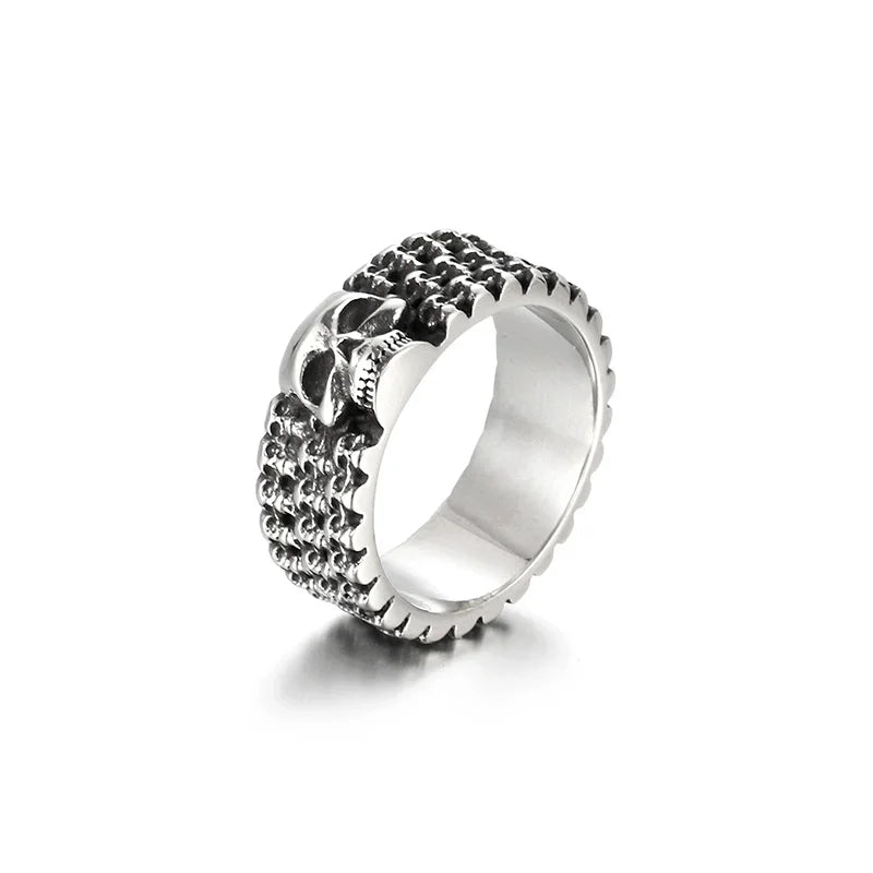 KALEN Men Punk Stainless Steel Skull Charm Jewelry Ring