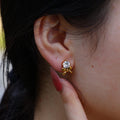 Customized Cute 18K Gold Plated Waterproof Cubic Zirconia Mini Bow Stud Earrings for Women