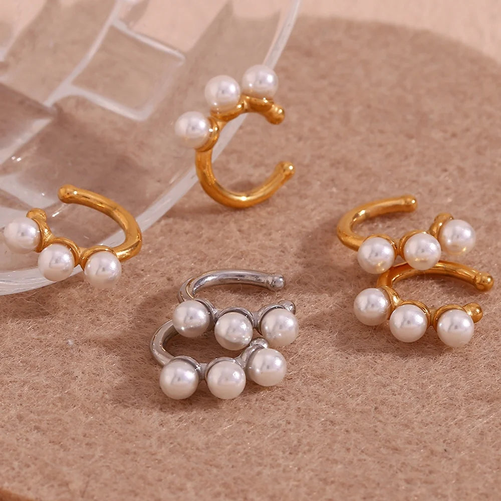 New Design Pear Cuff Earrings for Women Gold Plated Stainless Steel Boucles D'oreilles