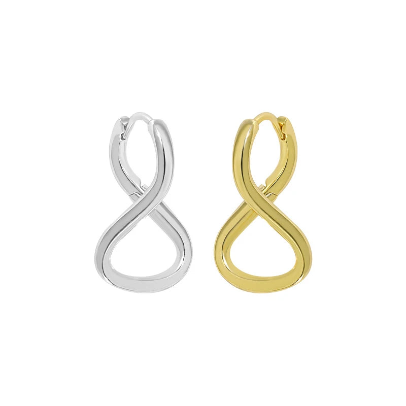 Wuqie Simple Design 18K Gold Plated Sterling Silver 8 Shaped Hoop Earrings Infinity Earrings for Women
