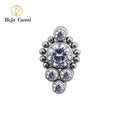 16G ASTM F136 Titanium Press Fit Zircon Opal Internally Threaded Tragus Labret Beads 3CZ Cluster Top