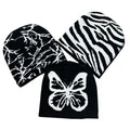 Knitted Acrylic Pullover Beanie Hat Butterfly Stripes Jacquard Hat 2000s Cute Men Women Unisex