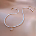 Hot Sale Luxury Gold Plated Natural Freshwater Pearl Necklace Vintage Heart Diamond Necklace for Women and Girls