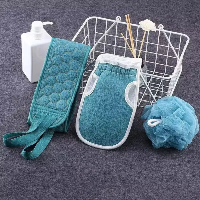 Rubbing Towel 3 Pcs Sets Bath Pull Back Strip 3-piece Set Thickened Rubbing Mud Decontamination Bath Ball Combination Set