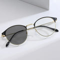 Metal Round Eyeglasses Frame Male Fashion Anti Blue Light Glasses Personalized Female Black Frame Photochromatic Glasses