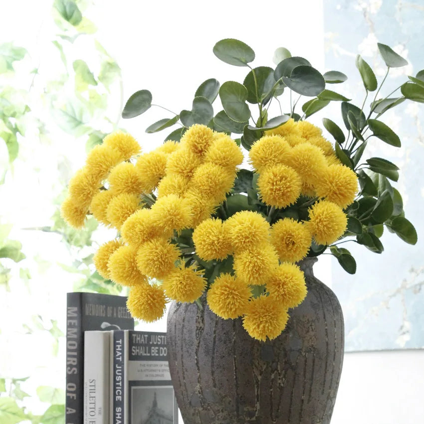 40 cm Silk Dandelion Small Ball Chrysanthemum Real Touch Artificial Flower Wedding plastic Ping Pong Flowers