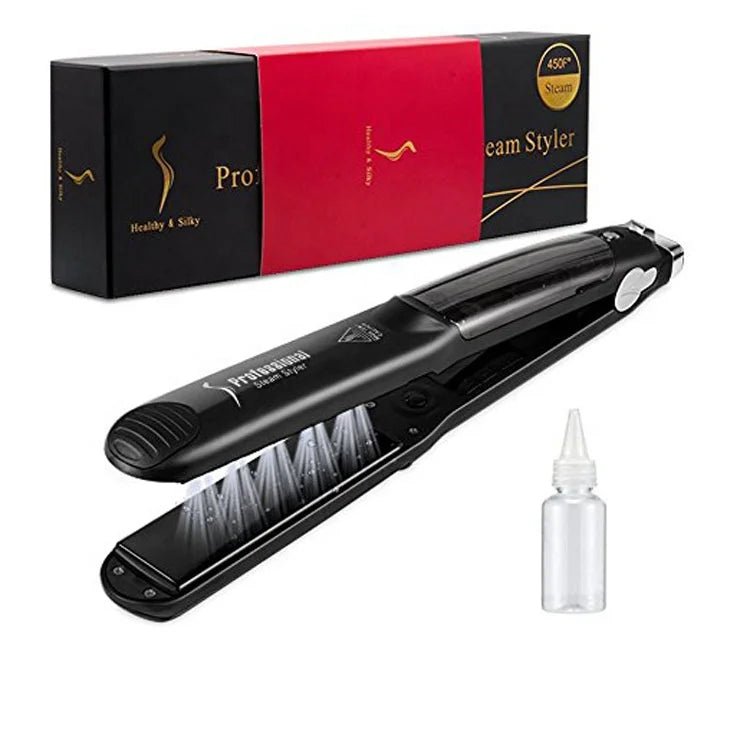 Tourmaline Vapor Steam Hair Straightener - LED Display Titanium Plate Electric - Ideal for Home Hotel & Outdoor Use