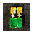 Luxury 18K Gold Plated 925 Sterling Silver Synthetic Green Emerald Drop Earring