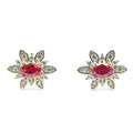 Hot Classic 18K Real Gold Rhodium Plated Women's Earrings Red Garnet Cubic Zircon Water Drop Stud Classic Jewelry Accessories