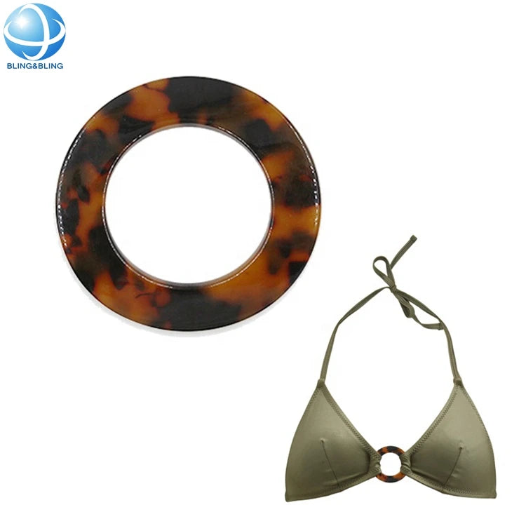Cheap Price Amber Resin Bikini Connector Swimwear Plastic Bikini Connector Buckle Underwear O Ring Slider Bikini Accessories